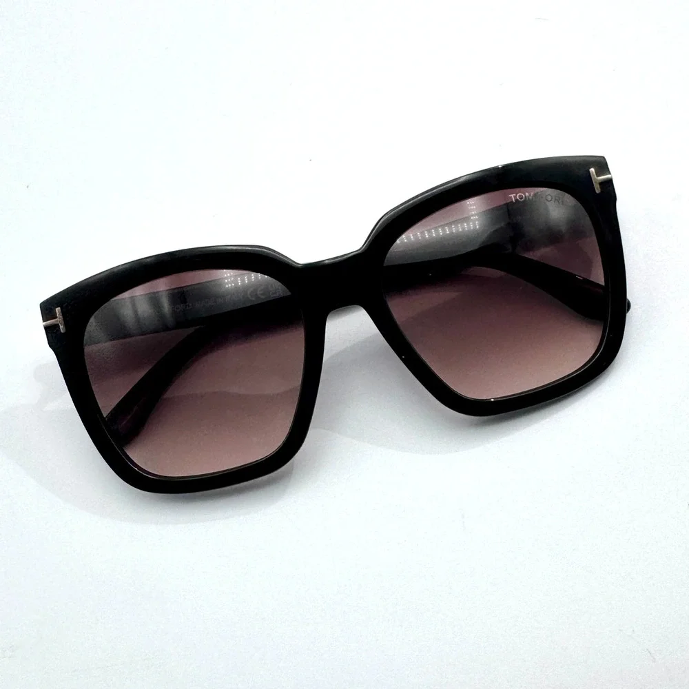 Tom Ford Sunglasses Amarra TF502 01T Black Butterfly Gradient Bordeaux Lens 55mm
